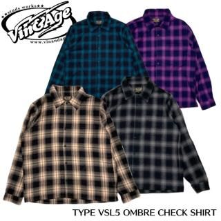 VINAGE/ۥ/TYPE VSL5 OMBRE CHECK SHIRT