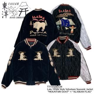 Υ󥿡ץ饤ۥ㥱å/TT15544-128 /1950s Style Velveteen Souvenir JKTMOUNTAIN GOAT  ALASKAN FLAG