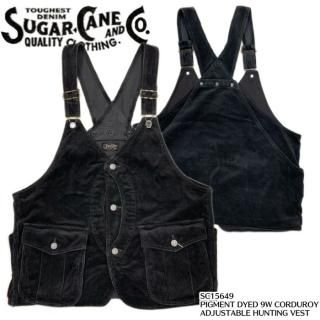 SUGAR CANE/奬 ٥/SC15649 / PIGMENT DYED 9W CORDUROY ADJUSTABLE HUNTING VEST 