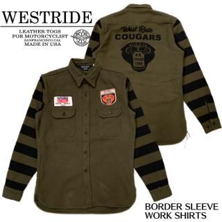 WEST RIDE/ȥ饤ɡۥ/BORDER SLEEVE WORK SHIRTS