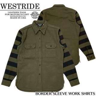 WEST RIDE/ȥ饤ɡۥ/BORDER SLEEVE WORK SHIRTSץ̵