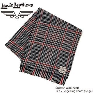 Lewis Leathers/륤쥶 ޥե顼/ WOOL  SCARVES /Red x Beige Dogstooth (Beige) 
