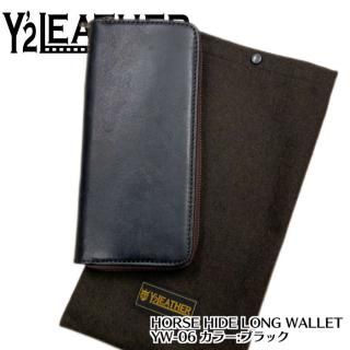 Y'2LEATHER/磻ġ쥶ۥ󥰥å/HORSE HIDE LONG WALLET/YW-06/BLACK