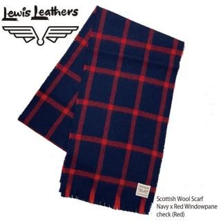 Lewis Leathers/륤쥶 ޥե顼/ WOOL  SCARVES /Navy x Red Windowpane check (Red)