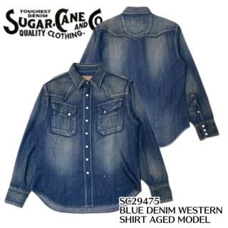 SUGAR CANE/奬 Ĺµ/SC29475 / BLUE DENIM WESTERN SHIRT AGED MODEL 