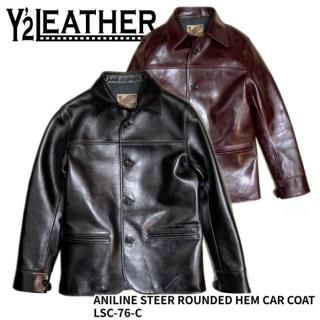 Y'2 LEATHER/磻ġ쥶ۥ쥶㥱å/ANILINE STEER ROUNDED HEM CAR COAT/LSC-76-C
