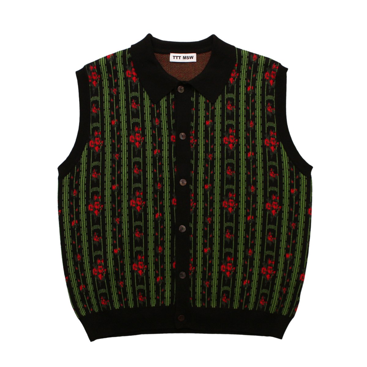 Flower Jacquard knit vest【BLACK】