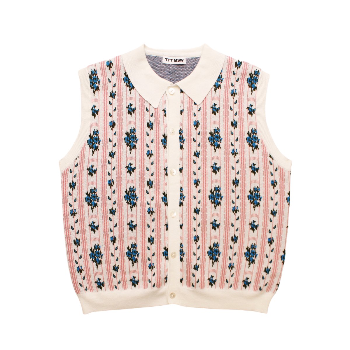 Flower Jacquard knit vestWHITE