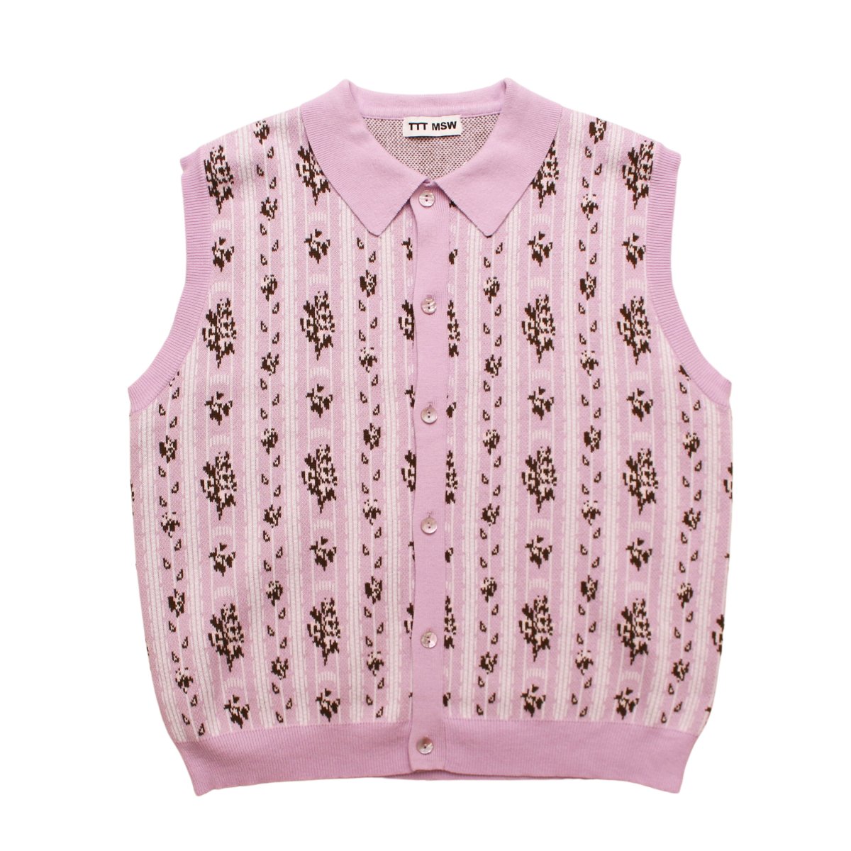 Flower Jacquard knit vest【PURPLE】