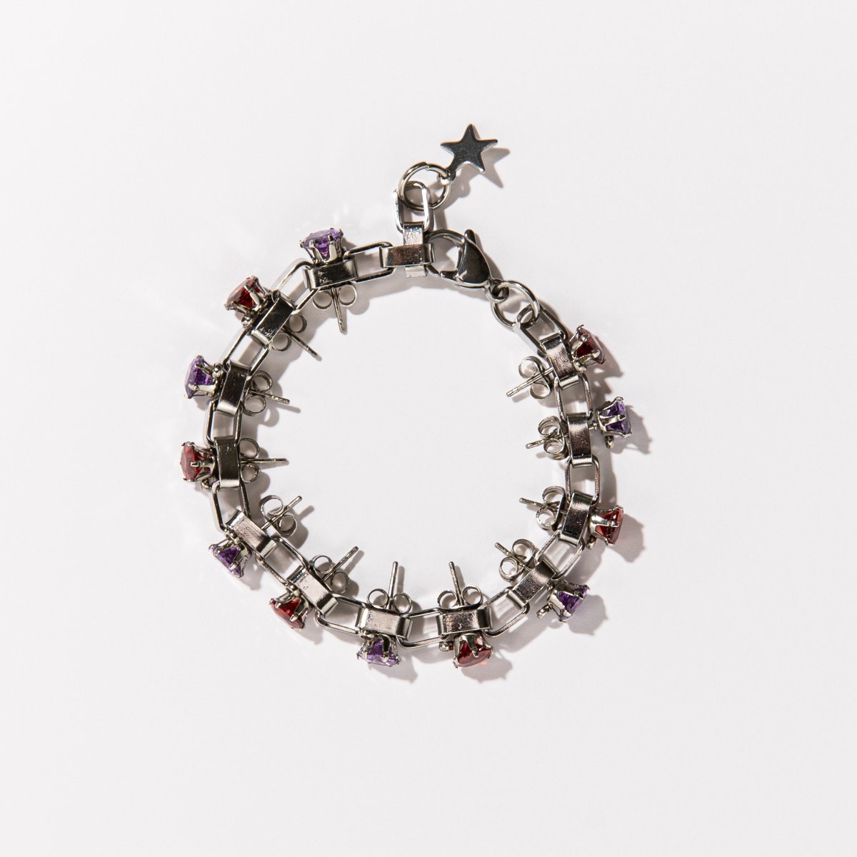 Steel Spike Bracelet PARPLE AND RED