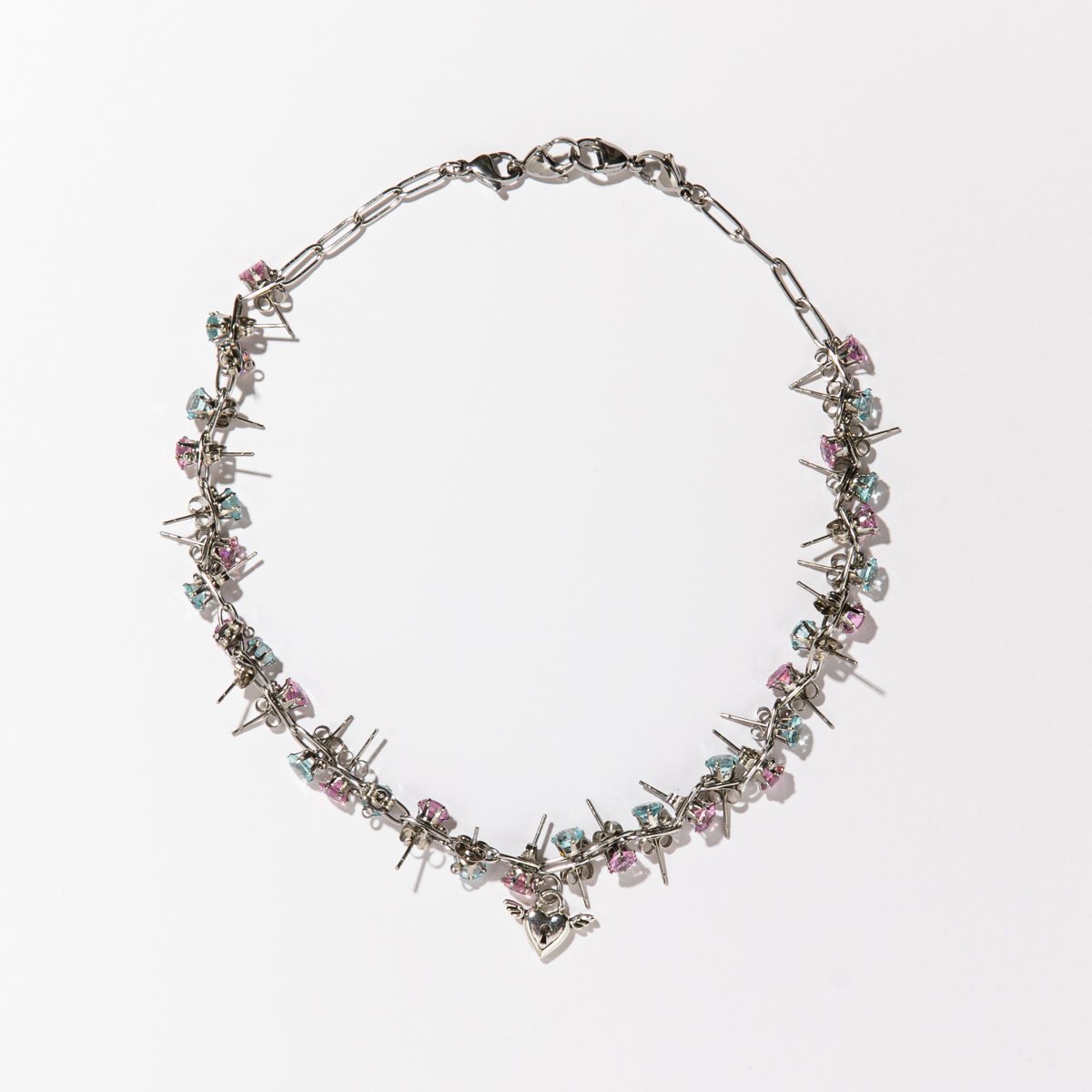 Steel Spike Necklace 【PINK AND BLUE】