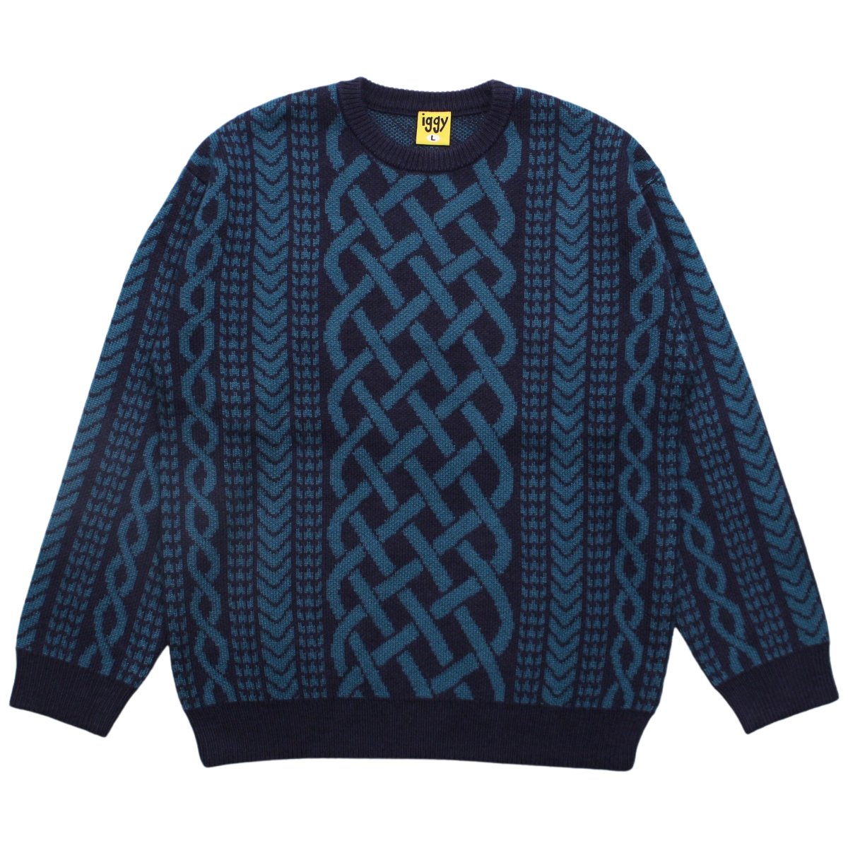 Drawn Cableknit Jacquard Sweater 【NAVY】