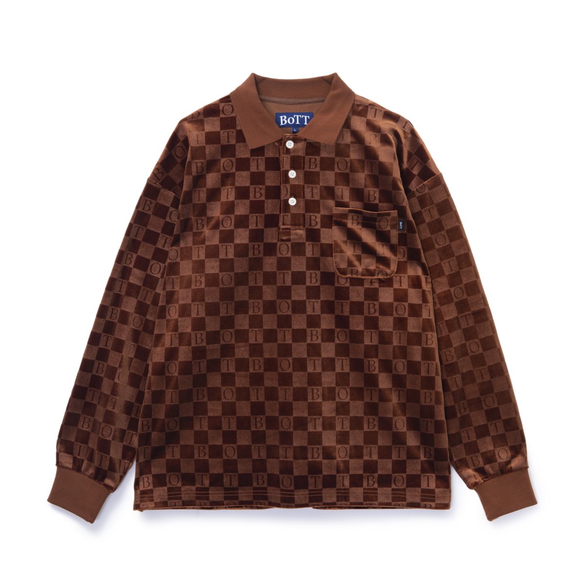 Checkerboard Velour PoloBROWN