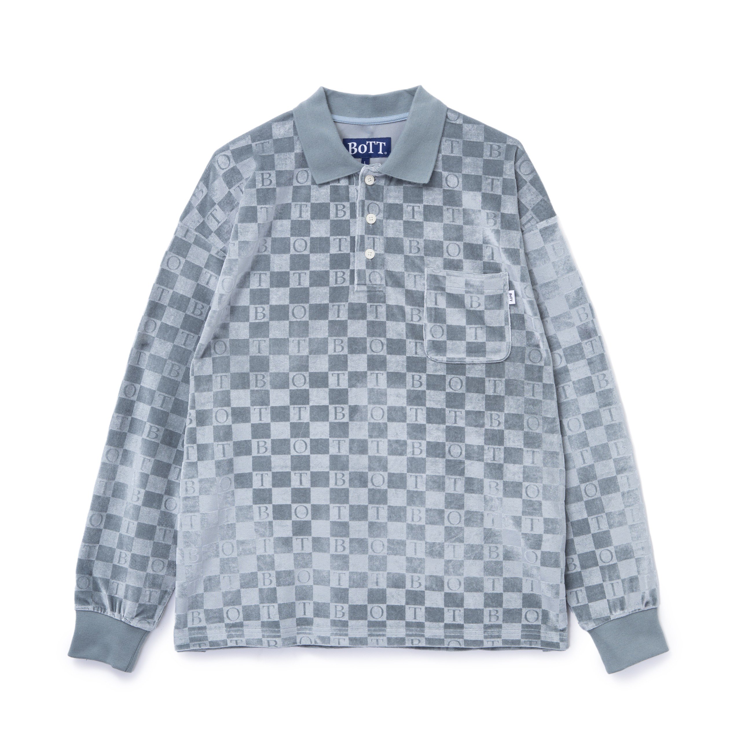 Checkerboard Velour Polo【LIGHT BLUE】 - DOMICILE TOKYO ONLINE SHOP