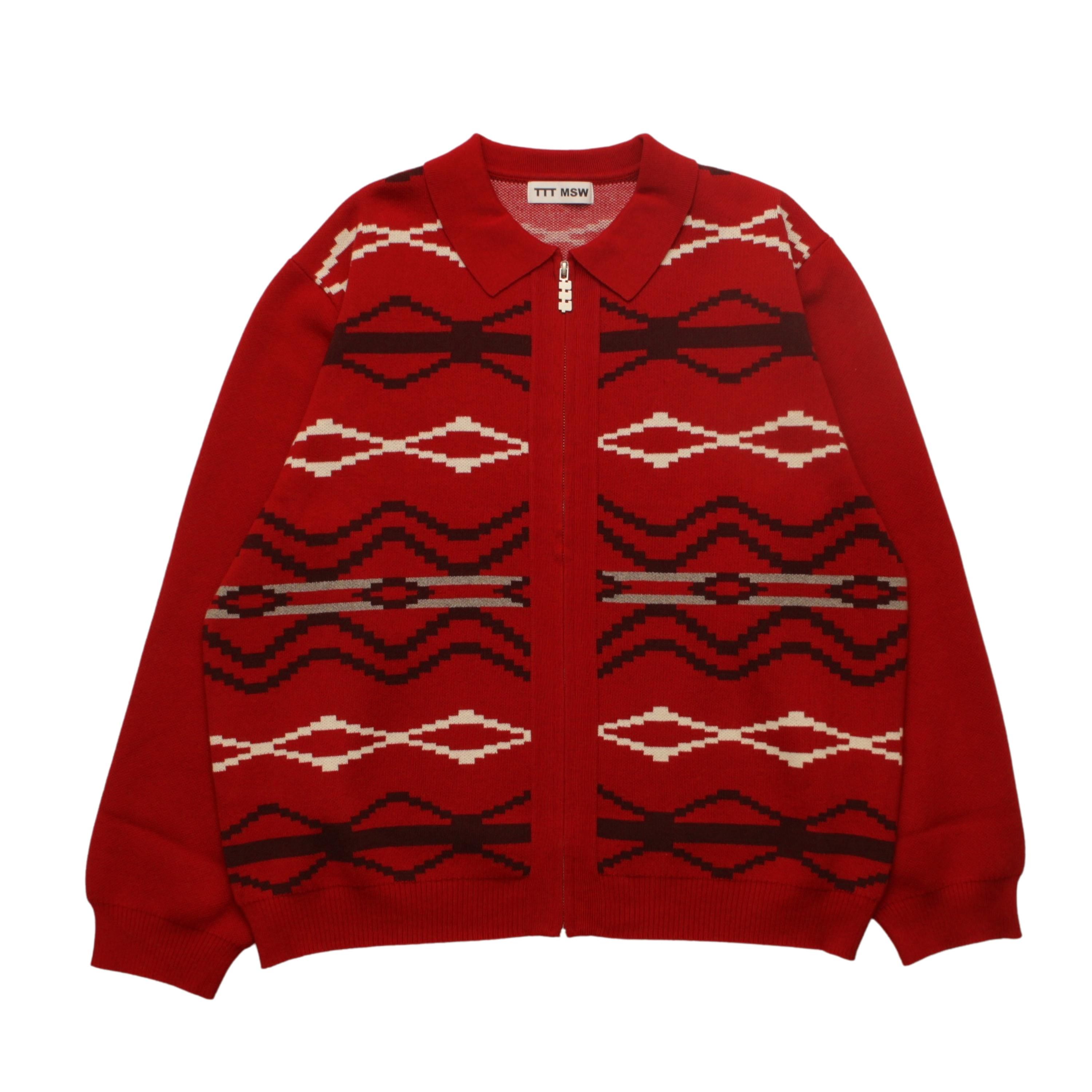 Nordic zip up cardigan【RED】 - DOMICILE TOKYO ONLINE SHOP