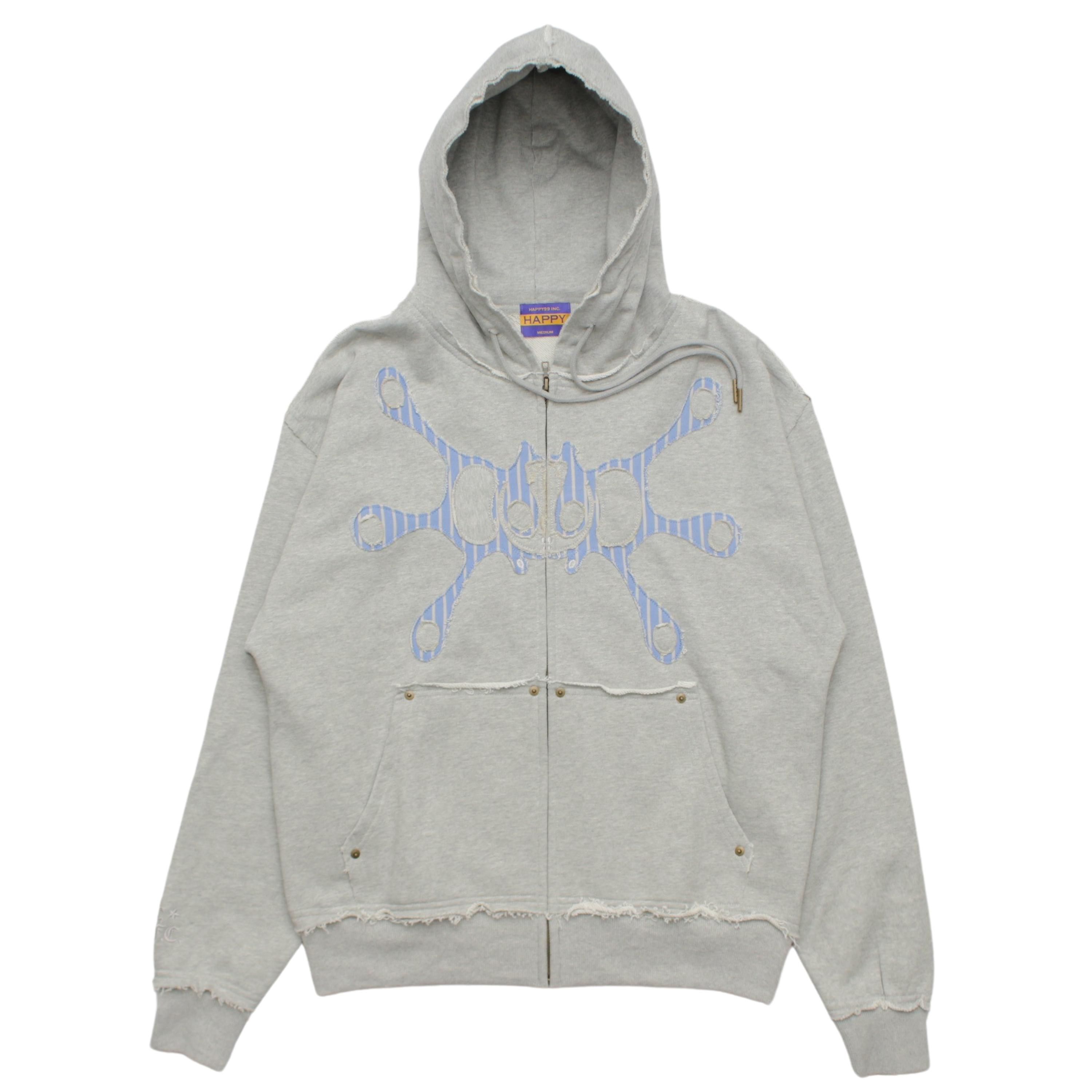 Angel99 Zip-Up Hoodie【Grey/Oxford Blue】 - DOMICILE TOKYO ONLINE SHOP