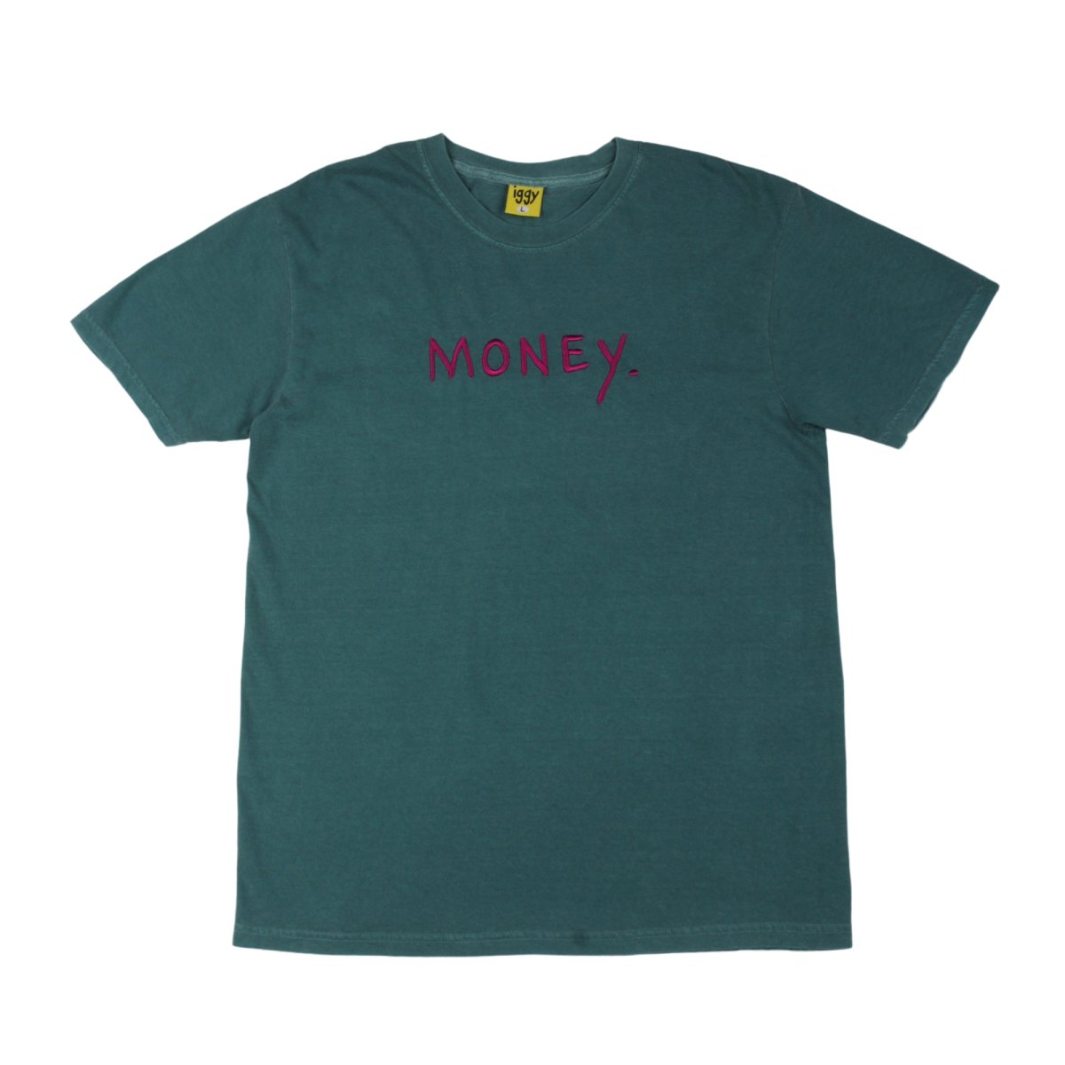Embroidered Money T Shirt【Washed Emerald】
