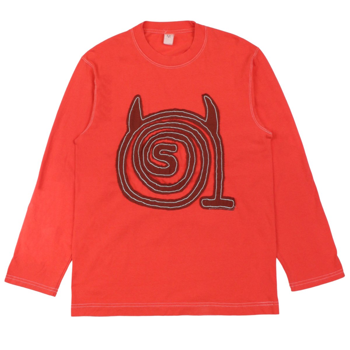CONTRAST STITCH STRAIGHT SLEEVE TEE【RED】