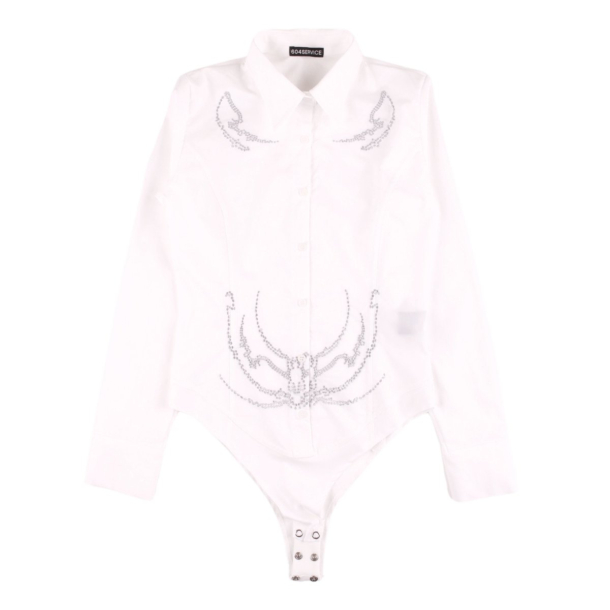 EMBROIDERED OFFICE BODYSUITWHITE