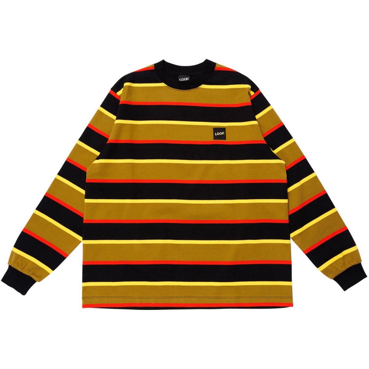 L/S RUGBY WEIGHT BORDER TEE BOX LOGOOLIVE