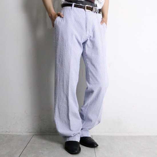 【 SELEN 】ripple finish cool tone stripe design pants