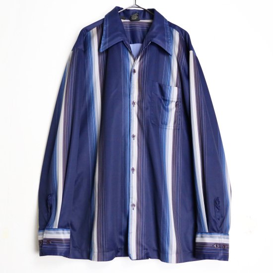 【 SELEN 】70's gradation stripe open collar shirt