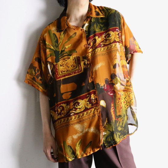【 SELEN 】african color&design H/S sheer shirt