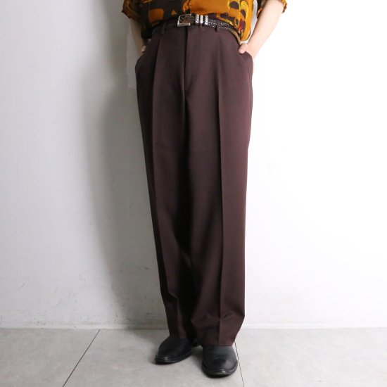 【 SELEN 】brown red color wide straight slacks