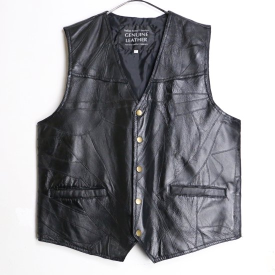 【 SELEN 】patchwork leather gilet vest