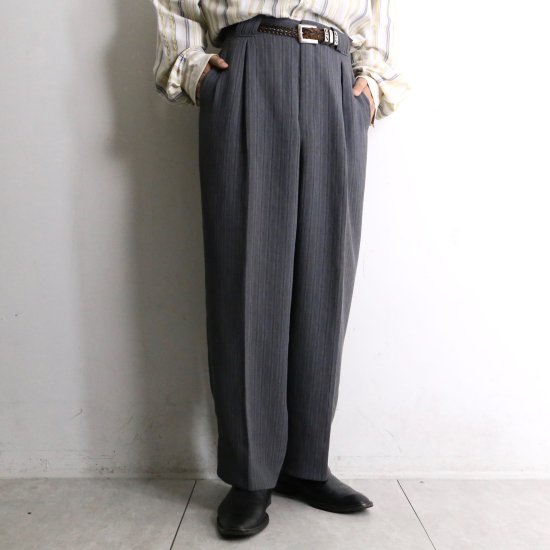 【 SELEN 】light gray gradation stripe design slacks