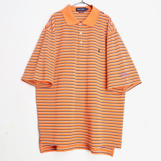 【 SELEN 】orange color multi border design polo shirt