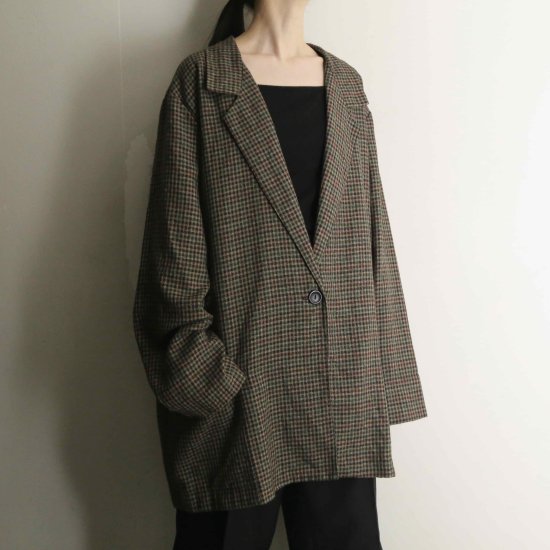 【A.L.S】Check pattern over sized easy tailored jacket