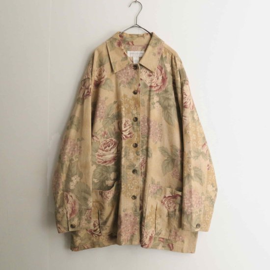 【A.L.S】Rose pattern beige loose jacket