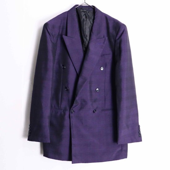 【 SELEN 】purple shadow check peaked lapel double jacket