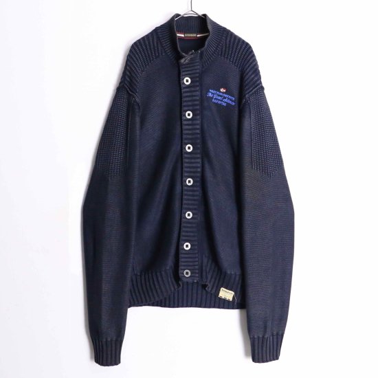 【 SELEN 】dark navy switching drivers knit jacket