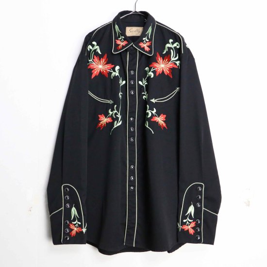 【 SELEN 】”Scully” flower embroidery piping western shirt