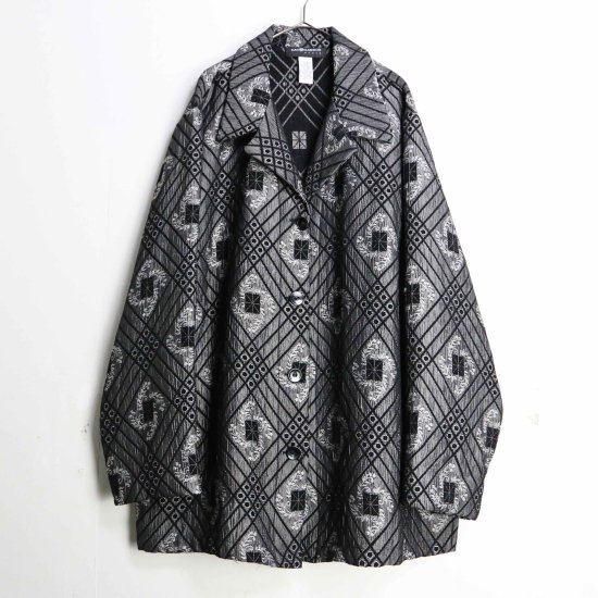 【 SELEN 】emboss processing silver check middle jacket