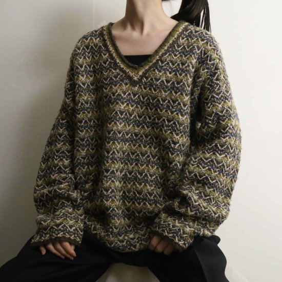 【A.L.S】V neck earth color knit pullover