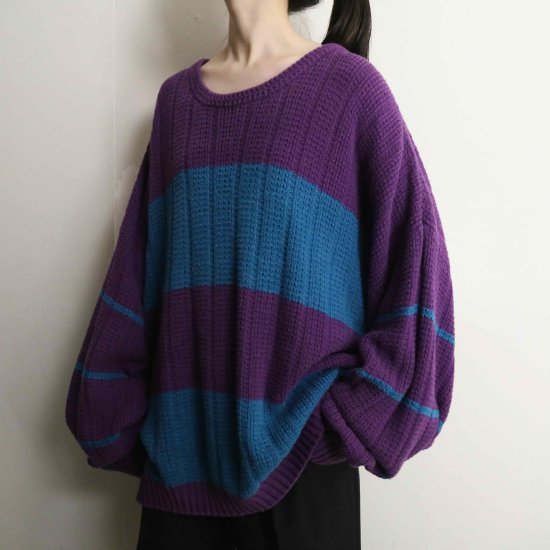 【A.L.S】poisonous color border design knit pullover