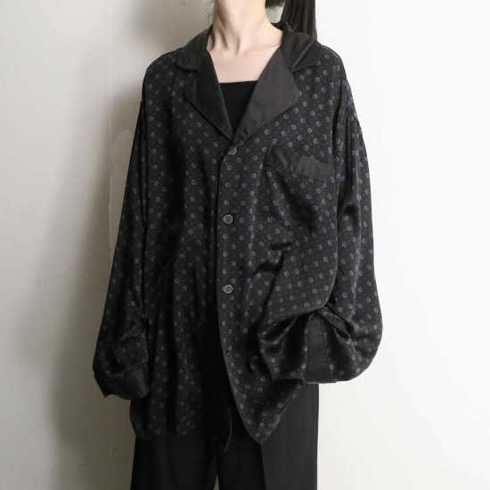 【A.L.S】silk 100% total pattern pajamas shirt