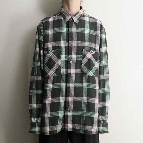 【A.L.S】check pattern heavy flannel shirt
