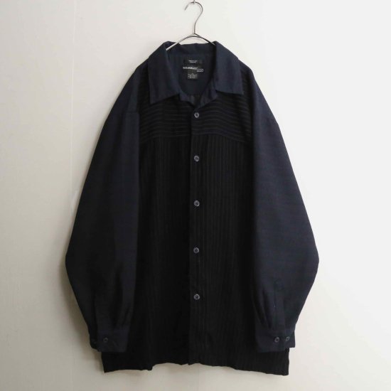 【A.L.S】velor lines open collar big shirts