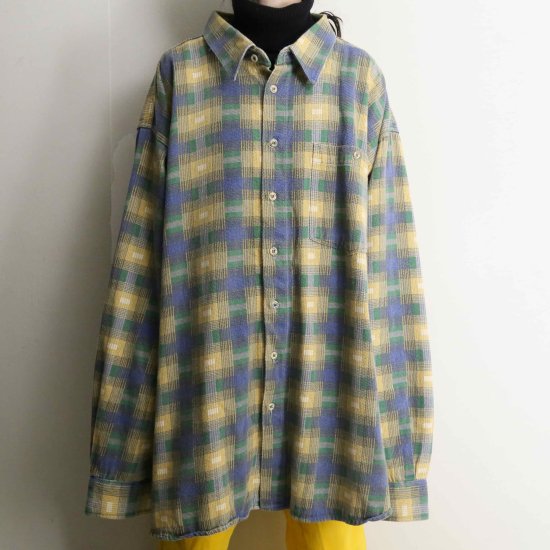 【A.L.S】check pattern oversized flannel shirt