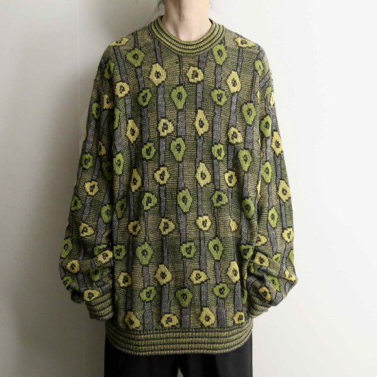 【A.L.S】light green coloring mysterious pattern knit