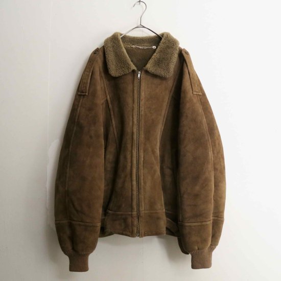 【A.L.S】brown short length faux mouton jacket