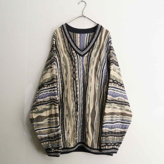 【A.L.S】cold coloring 3D pattern loose knit