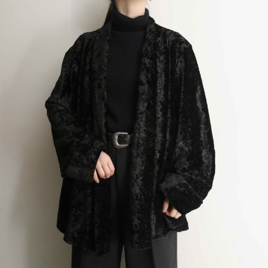 【A.L.S】black pile fabric HAORI jacket