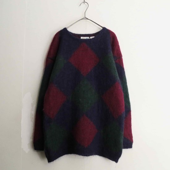 【A.L.S】diamond pattern mohair mix knit