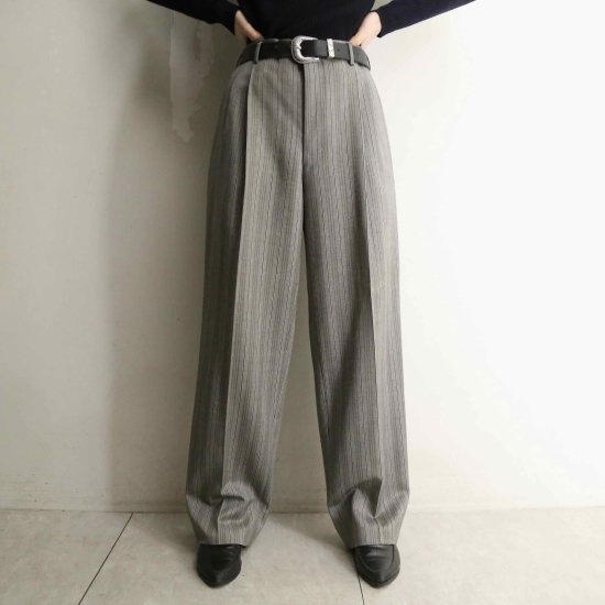 【A.L.S】gray color stripes pattern 2tuck slacks