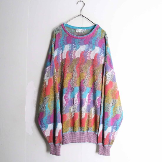 【A.L.S】mulch coloring wave stripe design knit